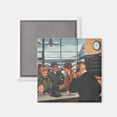 ヴィンテージ業、航空会社チケットカウンターの社員 マグネット (正面/裏面)