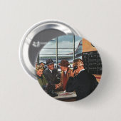 ヴィンテージ業、航空会社チケットカウンターの社員 缶バッジ (正面&裏面)