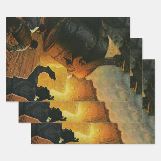 ヴィンテージ業、製鋼業 ラッピングペーパーシート (セット)