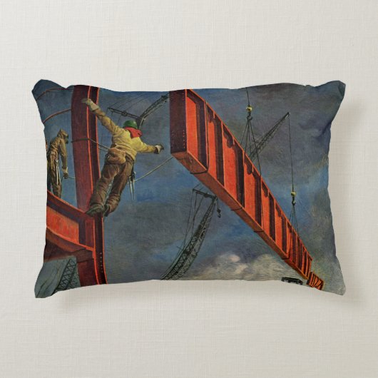 ヴィンテージ業、鉄鋼建築 アクセントクッション (正面)