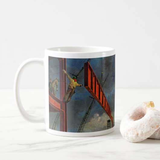 ヴィンテージ業、鉄鋼建築 コーヒーマグカップ (ドーナツ)