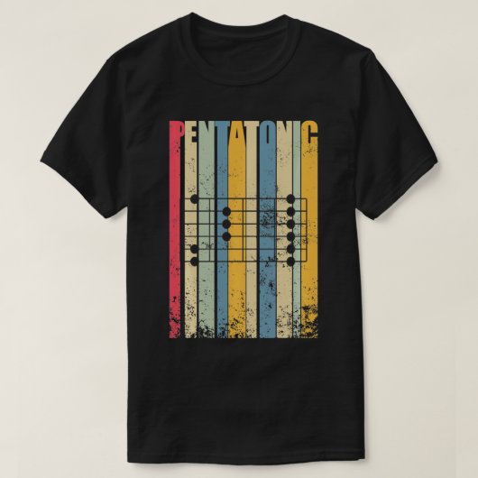 ヴィンテージ楽器ペンタトニックスケール Tシャツ (デザイン正面)