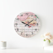 ヴィンテージ楽譜とサンタクロース ラージ壁時計 (ホーム)