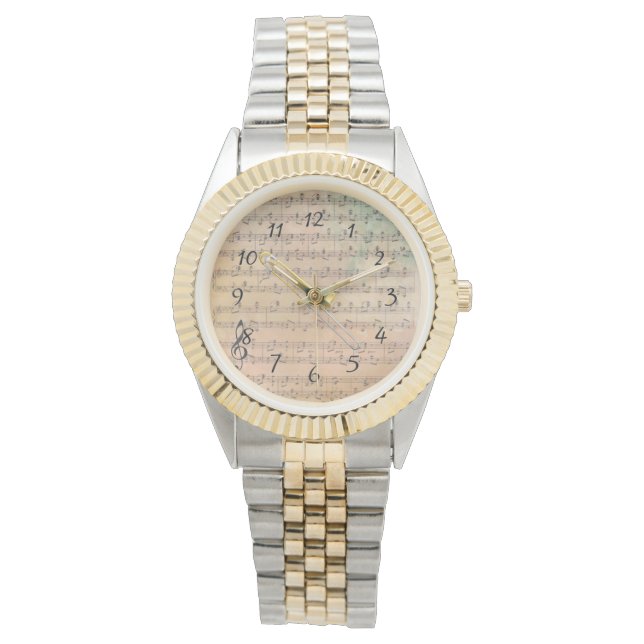 ヴィンテージ楽譜とトロンボーン 腕時計 (正面)