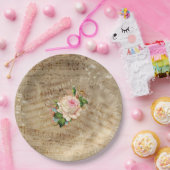 ヴィンテージ楽譜アンティークバラ紙プレート ペーパープレート (パーティー)