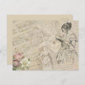 ヴィンテージ楽譜スクリプトラブレタレディフローラ ポストカード (正面/裏面)