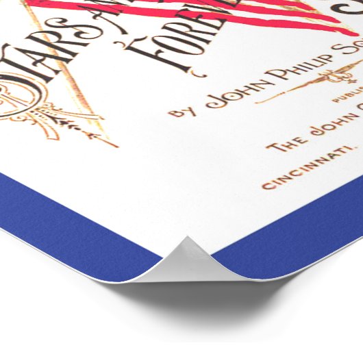 ヴィンテージ楽譜スターとストライプフォーエバーコピー ポスター (角)