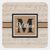 ヴィンテージ楽譜ノートミュージシャンモノグラム スクエアシール (正面)