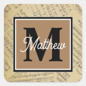 ヴィンテージ楽譜ノートミュージシャンモノグラム スクエアシール (正面)