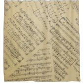 ヴィンテージ楽譜パターンミュージシャン シャワーカーテン (正面)