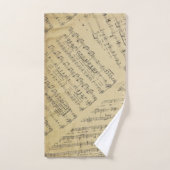 ヴィンテージ楽譜パターンミュージシャン バスタオルセット (ハンドタオル)
