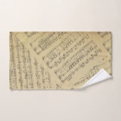 ヴィンテージ楽譜パターンミュージシャン バスタオルセット (ハンドタオル)