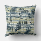 ヴィンテージ楽譜パターン装飾用クッション クッション (裏面)