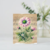 ヴィンテージ楽譜ピンク&グリーンデイジースクラップブック (スタンド正面)