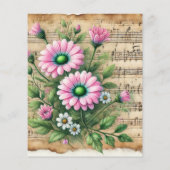 ヴィンテージ楽譜ピンク&グリーンデイジースクラップブック (裏面)