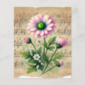 ヴィンテージ楽譜ピンク&グリーンデイジースクラップブック (正面)