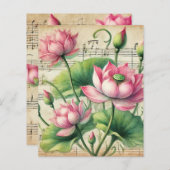 ヴィンテージ楽譜ピンク&グリーンロータススクラップブック (正面/裏面)