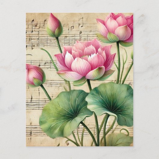 ヴィンテージ楽譜ピンク&グリーンロータススクラップブック (裏面)