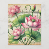 ヴィンテージ楽譜ピンク&グリーンロータススクラップブック (正面)