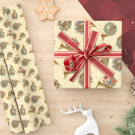 ヴィンテージ楽譜フランスの角クリスマス ラッピングペーパー