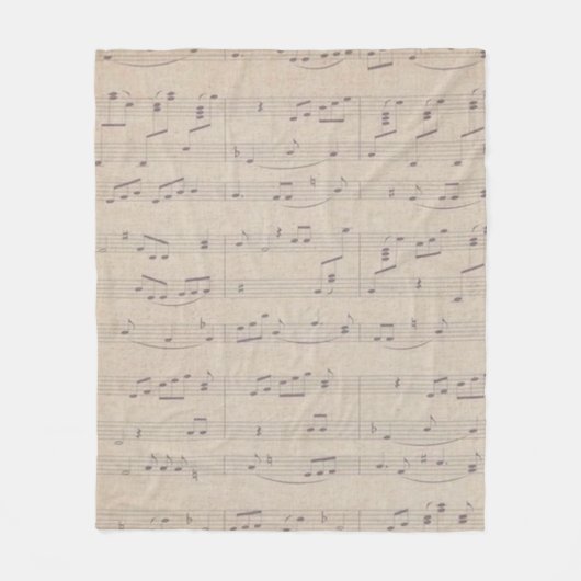 ヴィンテージ楽譜ミュージシャンミュージカル フリースブランケット (正面)