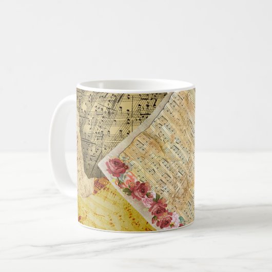 ヴィンテージ楽譜楽譜コーヒーマグ コーヒーマグカップ (正面左)