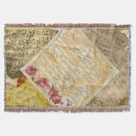 ヴィンテージ楽譜毛布 スローブランケット