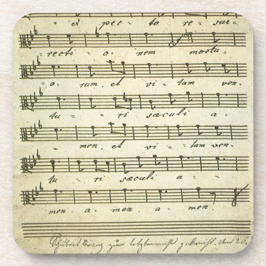 ヴィンテージ楽譜、アンティークミュージカルスコア1810 コースター (正面)