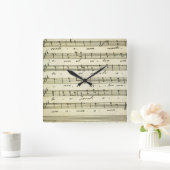 ヴィンテージ楽譜、アンティークミュージカルスコア1810 スクエア壁時計 (ホーム)