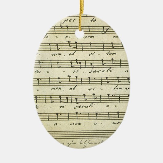 ヴィンテージ楽譜、アンティークミュージカルスコア1810 セラミックオーナメント (正面)