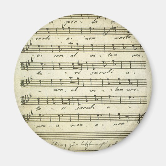 ヴィンテージ楽譜、アンティークミュージカルスコア1810 マグネット (正面)