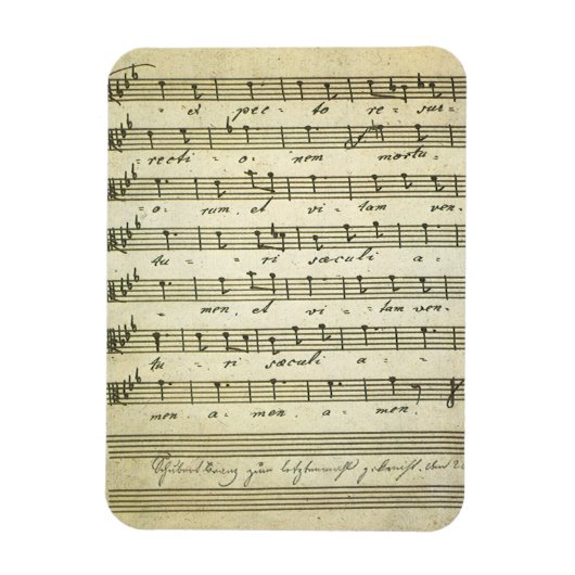 ヴィンテージ楽譜、アンティークミュージカルスコア1810 マグネット (縦)