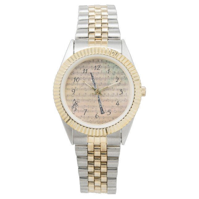 ヴィンテージ楽譜（オーボエ付き） 腕時計 (正面)
