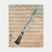 ヴィンテージ楽譜(クラリネット付きフリースブランケット) フリースブランケット (正面)