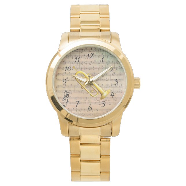 ヴィンテージ楽譜（トランペット） 腕時計 (正面)