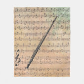 ヴィンテージ楽譜(フルート付き) フリースブランケット (正面)