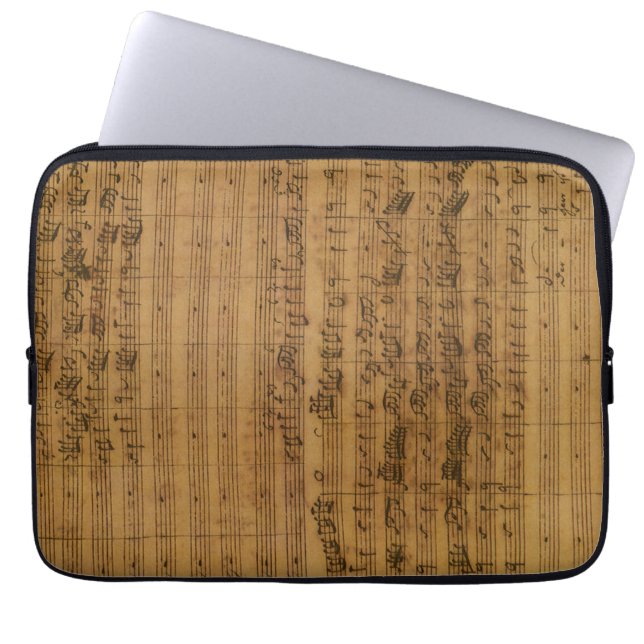 ヴィンテージ楽譜：ヨハン・セバスチャン・バッハ ラップトップスリーブ (正面)