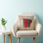 ヴィンテージ楽譜(赤いアコーディオン付き) クッション (椅子)