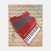 ヴィンテージ楽譜(赤いアコーディオン付き) フリースブランケット (正面)