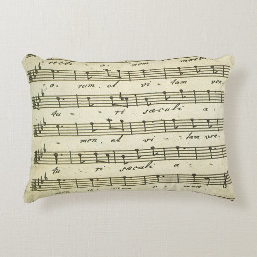 ヴィンテージ楽譜、1810年の古い音楽スコア アクセントクッション (正面)