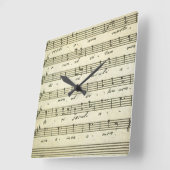ヴィンテージ楽譜、1810年の古い音楽スコア スクエア壁時計 (傾斜)