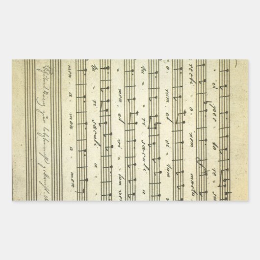 ヴィンテージ楽譜、1810年の古い音楽スコア 長方形シール (正面)