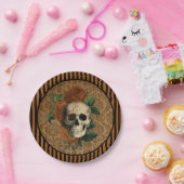 ヴィンテージ構造 |ハロウィーンのバラとスカル ペーパープレート (パーティー)