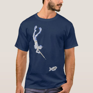 ヴィンテージ槍と魚を使ったスピアフィッシング潜水艇 Tシャツ
