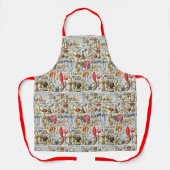 ヴィンテージ様式化キノコ真菌蔵書票 エプロン (正面)
