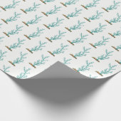 ヴィンテージ様式化シーコーラル#4アクア ラッピングペーパー (角)