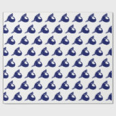 ヴィンテージ様式化シールシーライオンシルエットブルー ラッピングペーパー (フラット)