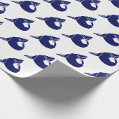 ヴィンテージ様式化シールシーライオンシルエットブルー ラッピングペーパー (角)