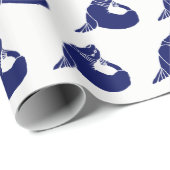 ヴィンテージ様式化シールシーライオンシルエットブルー ラッピングペーパー (ロールコーナー)