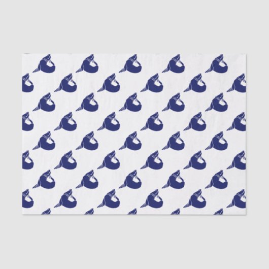 ヴィンテージ様式化シールシーライオンシルエットブルー 薄葉紙 (正面)